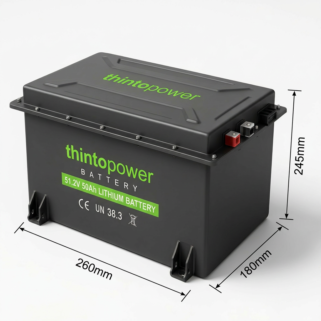 Schematic diagram of battery dimensions and terminals